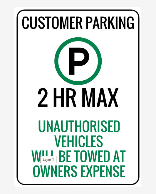 2H Parking Sign