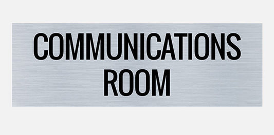 Communications room door sign