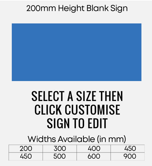 Blank Blue Sign 200mm Height