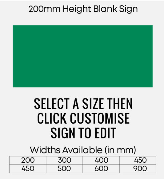 Blank Green Sign 200mm Height