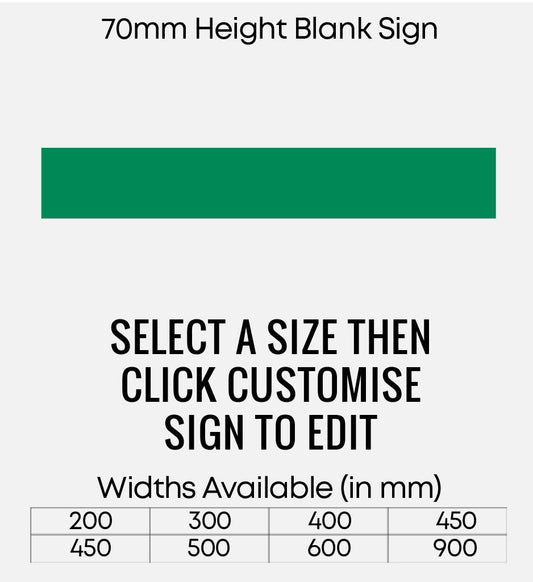 Blank Green Sign 70mm Height