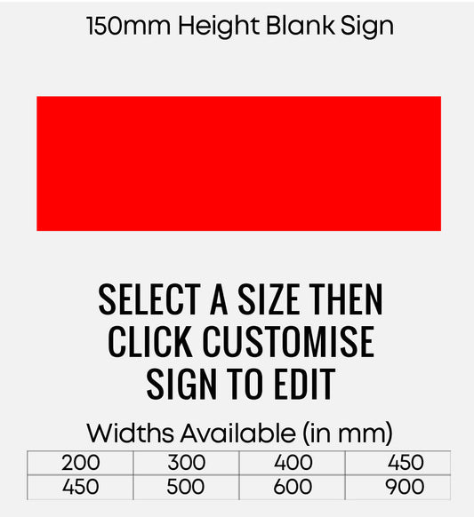 Blank Red Sign 150mm Height
