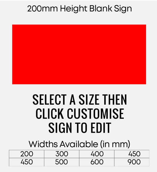 Blank Red Sign 200mm Height