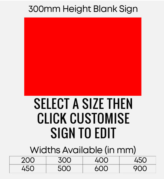 Blank Red Sign 300mm Height