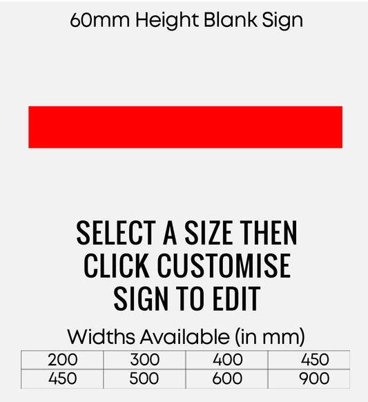 Blank Red Sign 60mm Height