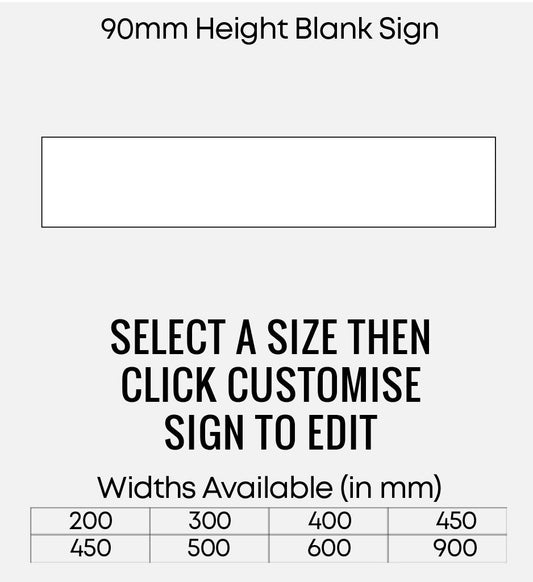 Blank White Sign 90mm Height