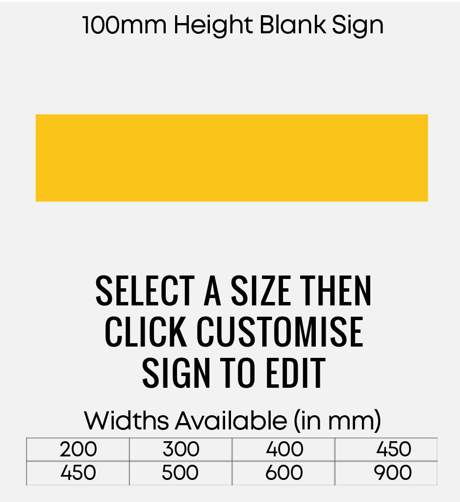Blank Yellow Sign 100mm Height