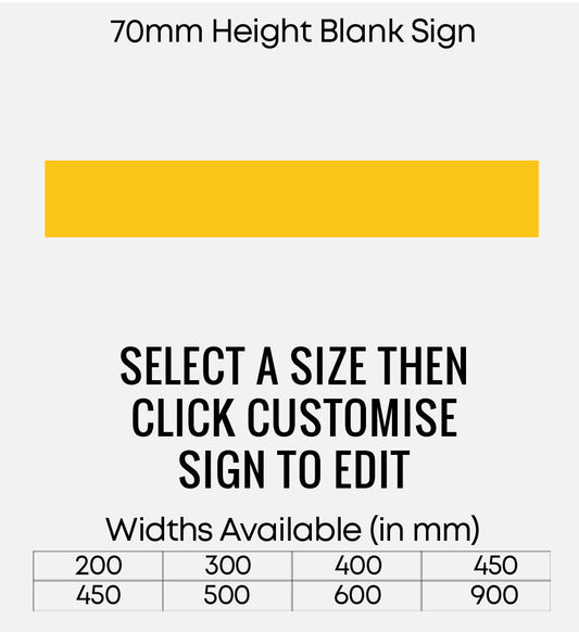 Blank Yellow Sign 70mm Height