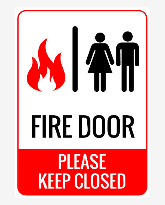 Fire door please keep closed metal sign