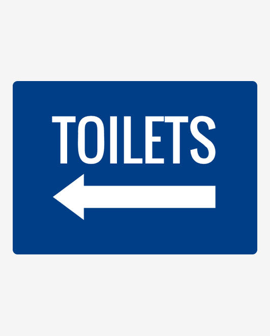 Toilets on the left sign