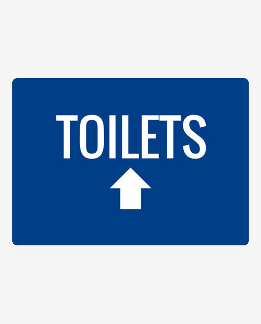 Toilet straight ahead sign