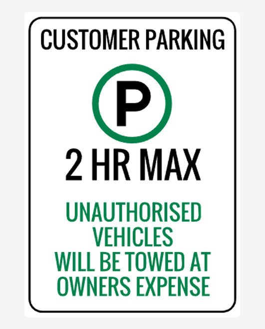 2H Parking Sign