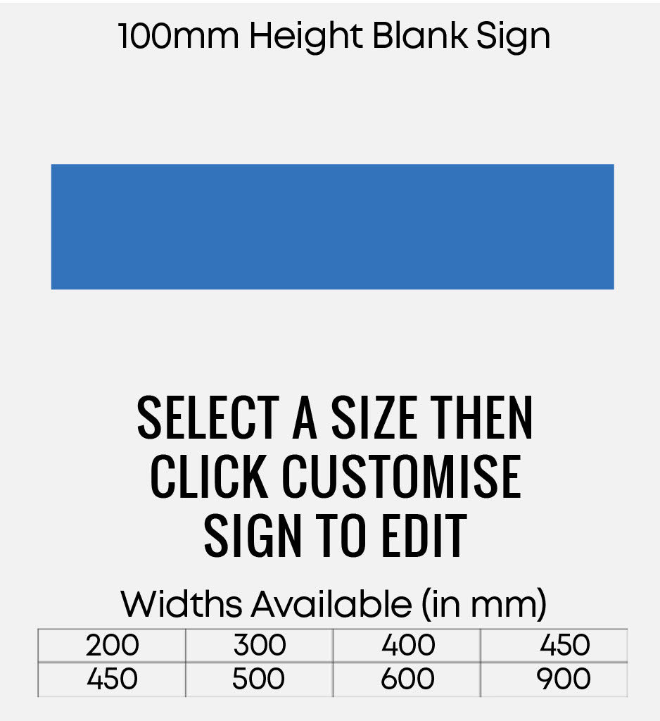 Blank Blue Sign 100mm Height – Create Signs