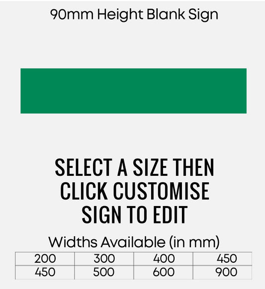 Blank Green Sign 90mm Height