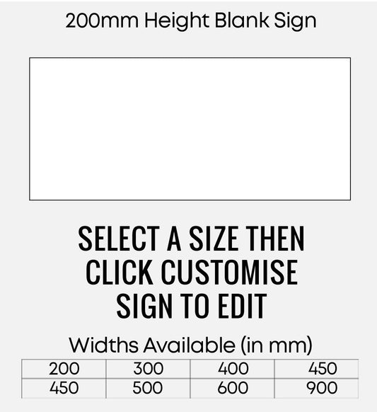 Blank White Sign 200mm Height