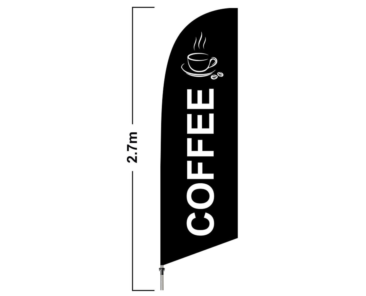 Coffee 2.7 Meter Feather Flag Double Sided