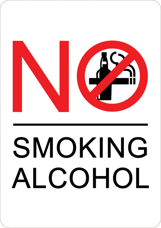 No Smoking or Alcohol Printed Sign