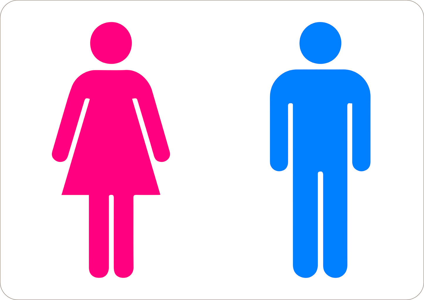 Men Women Toilet Pink and Blue Printed Sign