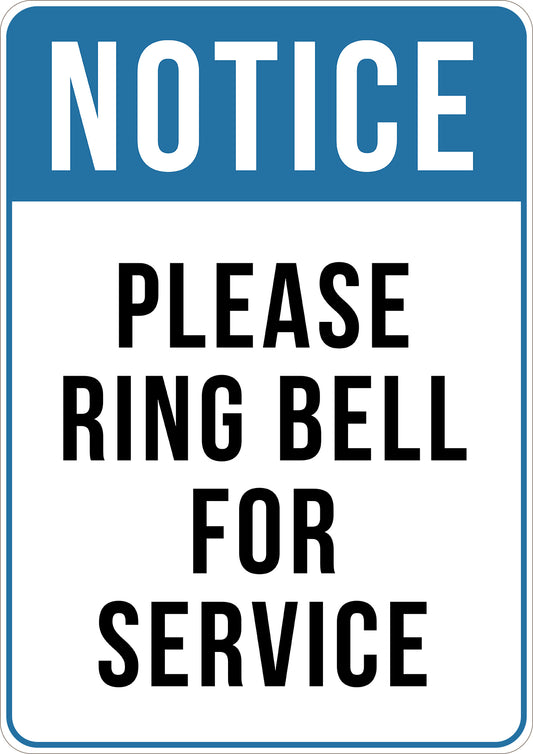 Please Ring Bell for Service Printed Sign