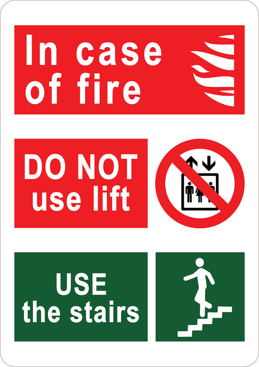 In Case Of Fire Use Stairs Printed Sign