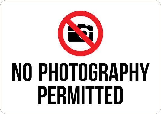 No Photography Permitted Printed Sign