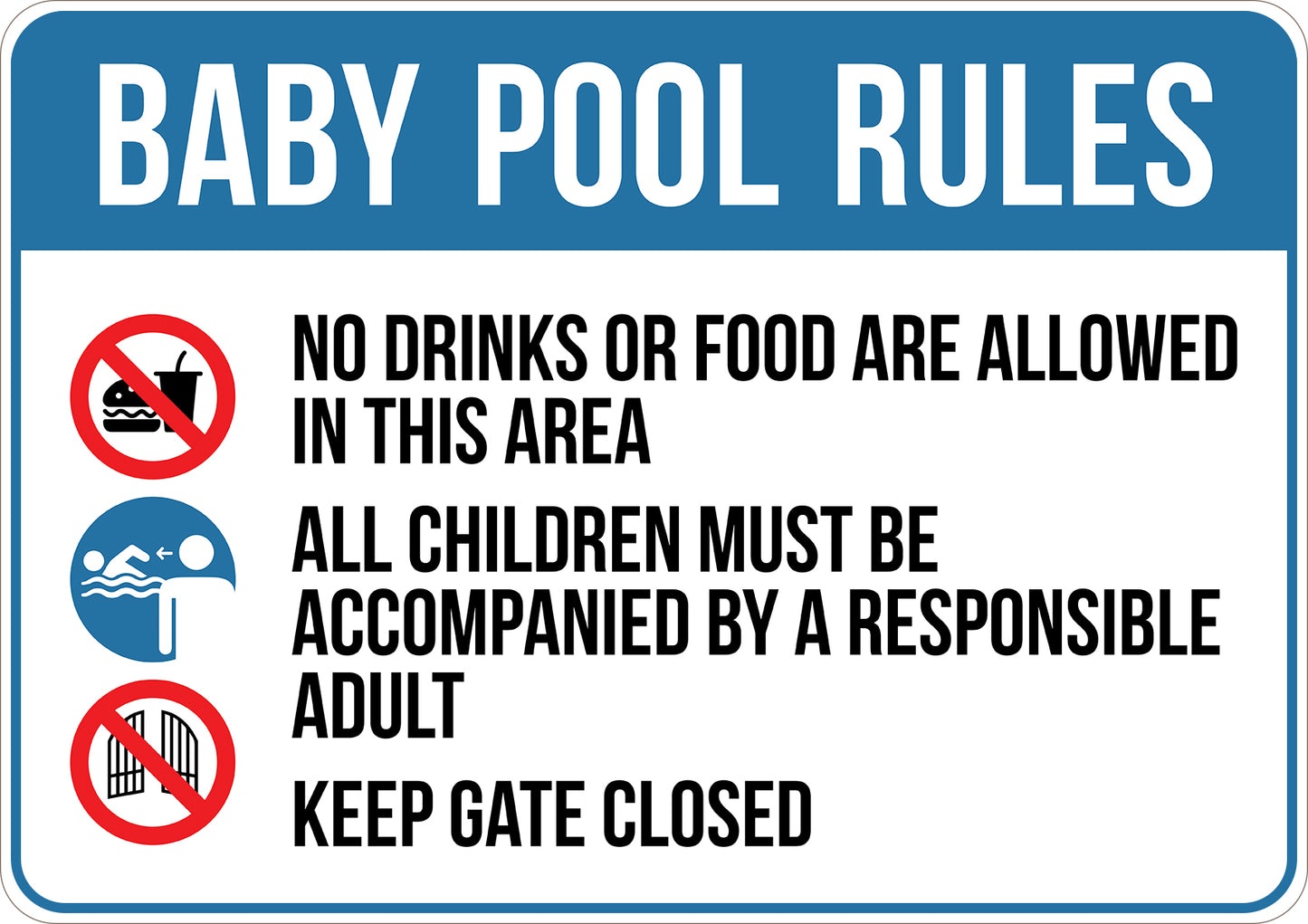 Baby Pool Rules Printed Sign