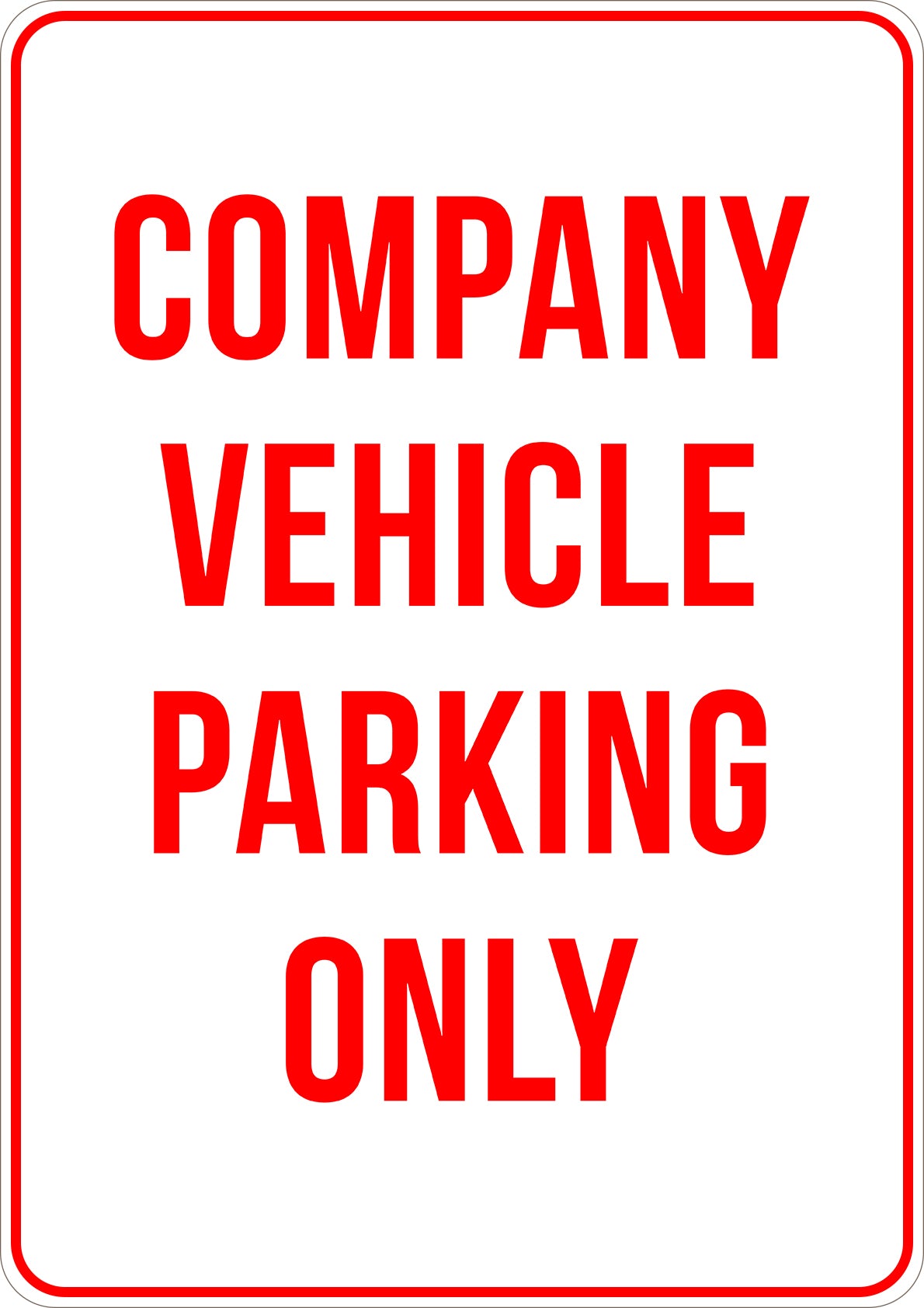 Company Vehicle Parking Only Printed Sign