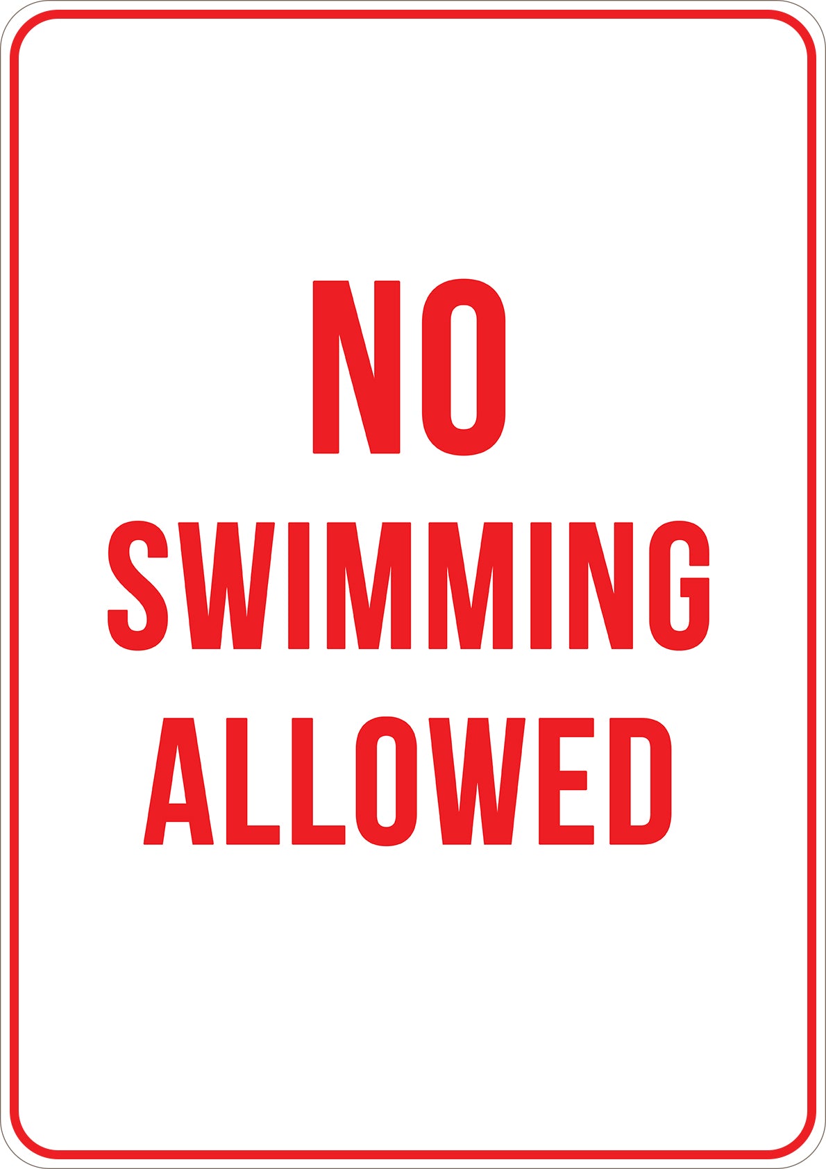 No Swimming Allowed Printed Sign