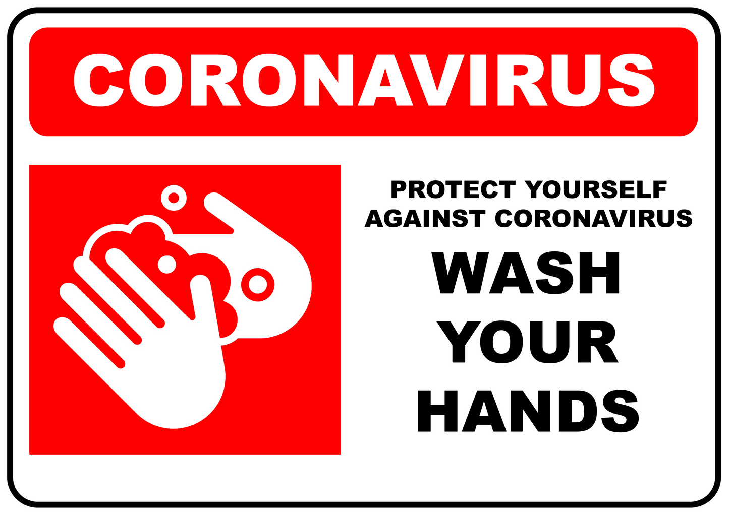 Coronavirus Wash Hands Red