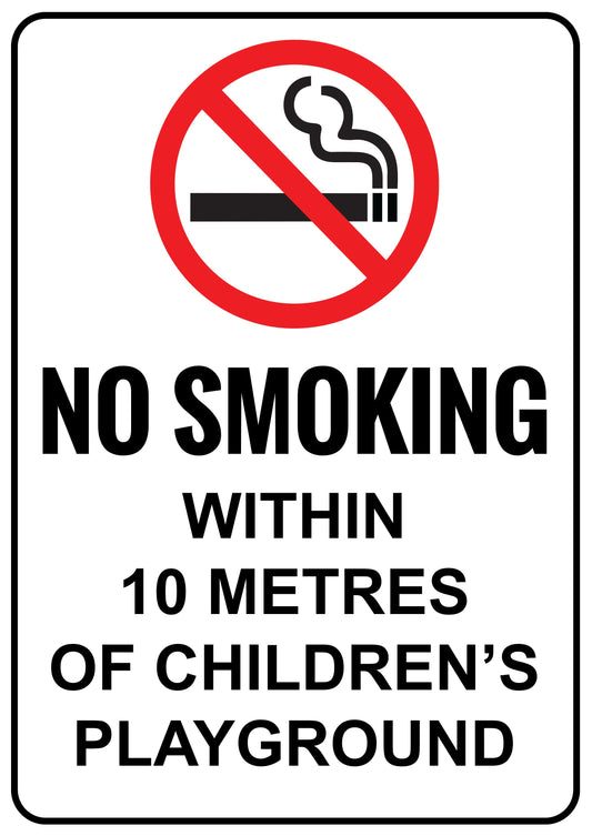 No Smoking Within 10 Metres of Children's Playground Printed Sign