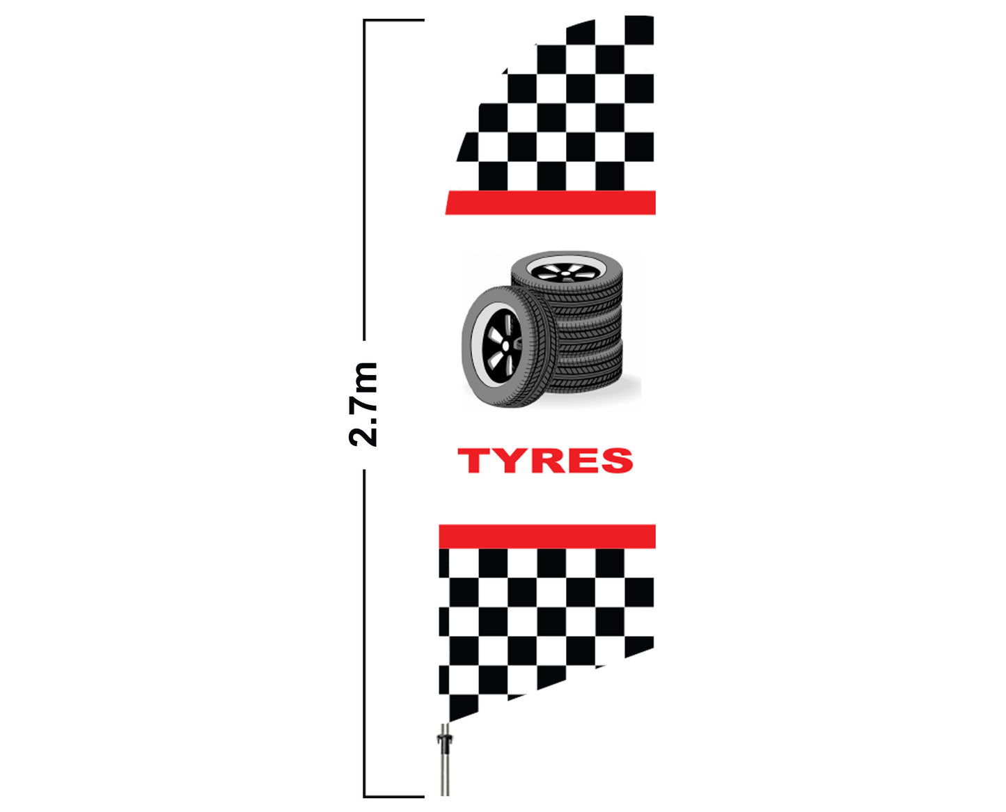 Tyre 2.7 Meter Feather Flag Double Sided
