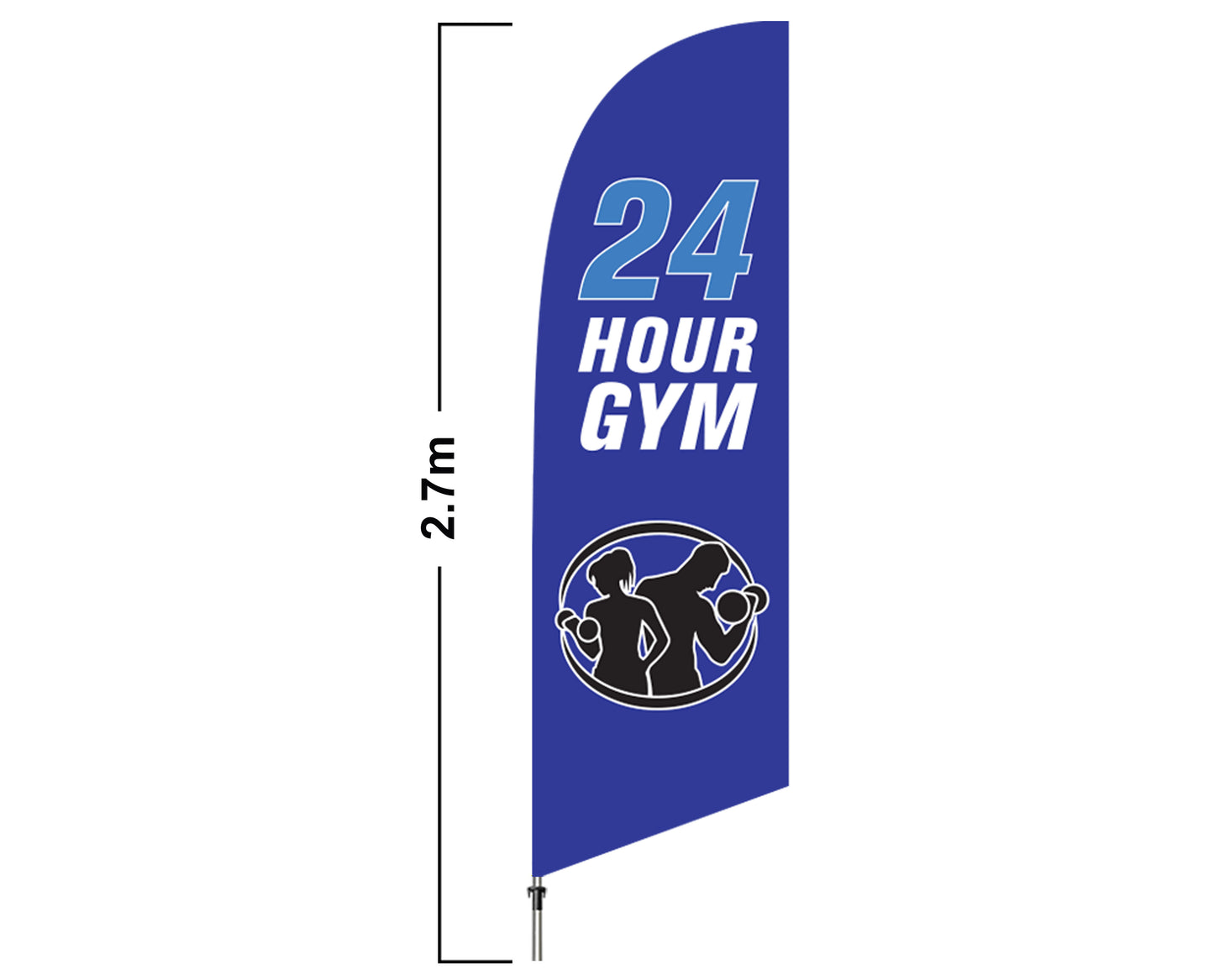 Gym 2.7 Meter Feather Flag Double Sided